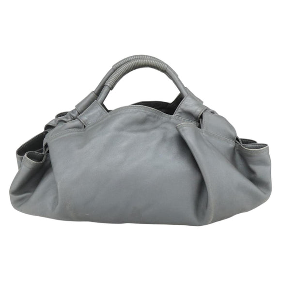 LOEWE Nappa Aire Anagram Hand Bag Leather Gold Gray Auth 175257A
