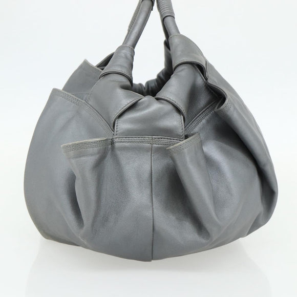 LOEWE Nappa Aire Anagram Hand Bag Leather Gold Gray Auth 175257A