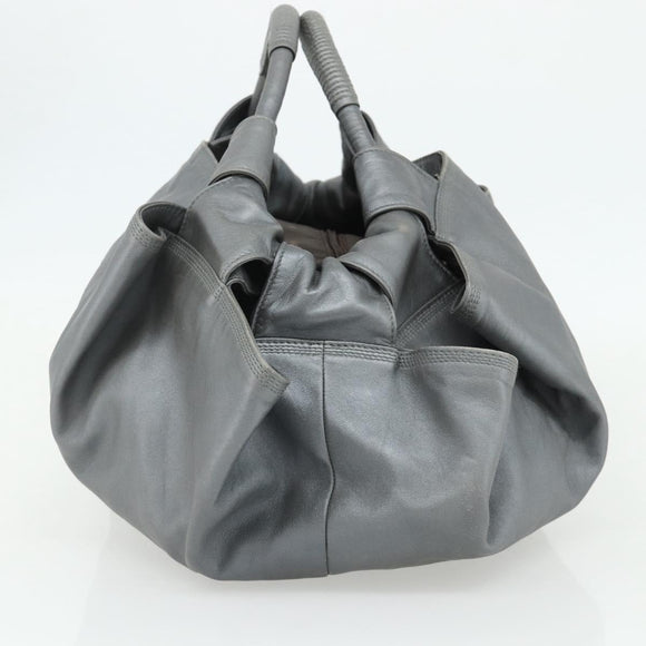 LOEWE Nappa Aire Anagram Hand Bag Leather Gold Gray Auth 175257A