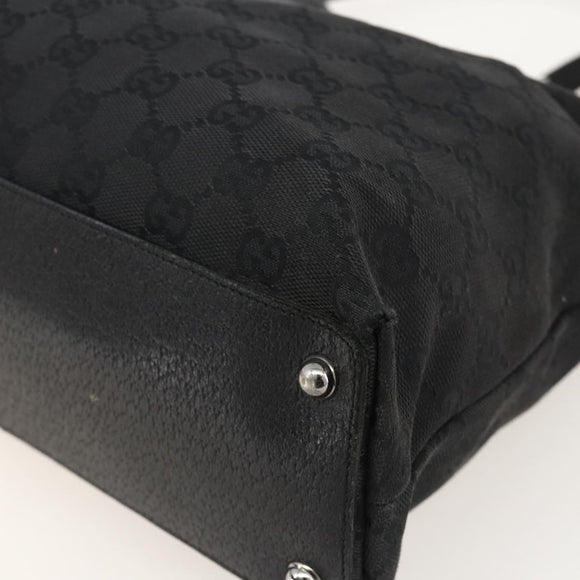 GUCCI GG Canvas Tote Bag Black Silver 120837 Auth 175258