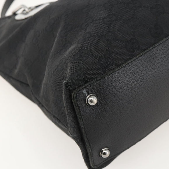 GUCCI GG Canvas Tote Bag Black Silver 120837 Auth 175258