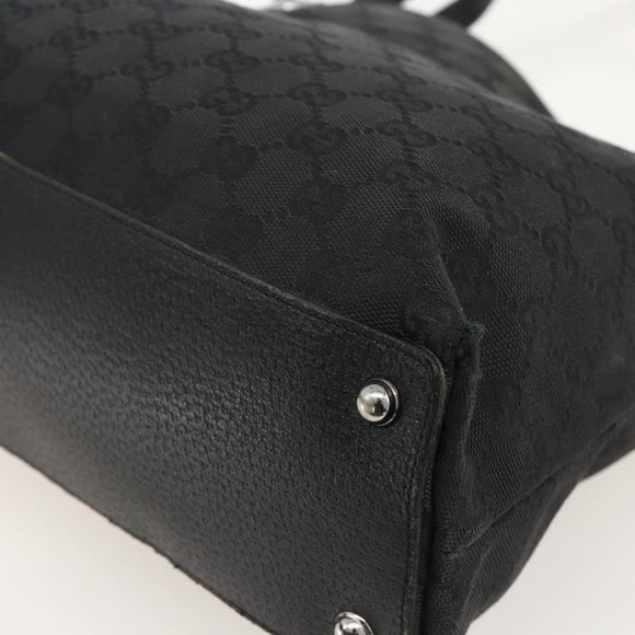 GUCCI GG Canvas Tote Bag Black Silver 120837 Auth 175258