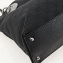 GUCCI GG Canvas Tote Bag Black Silver 120837 Auth 175258-13