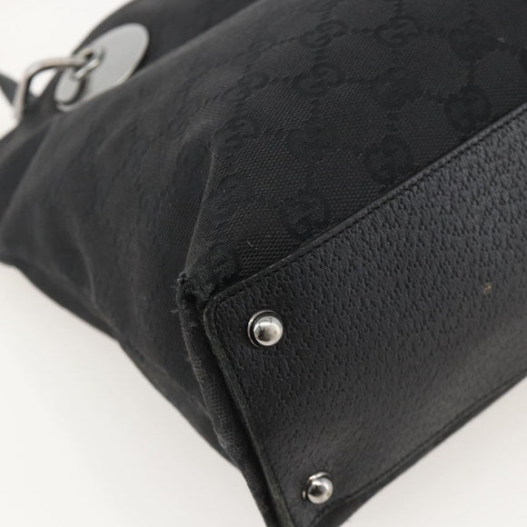GUCCI GG Canvas Tote Bag Black Silver 120837 Auth 175258