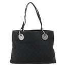 GUCCI GG Canvas Tote Bag Black Silver 120837 Auth 175258-3