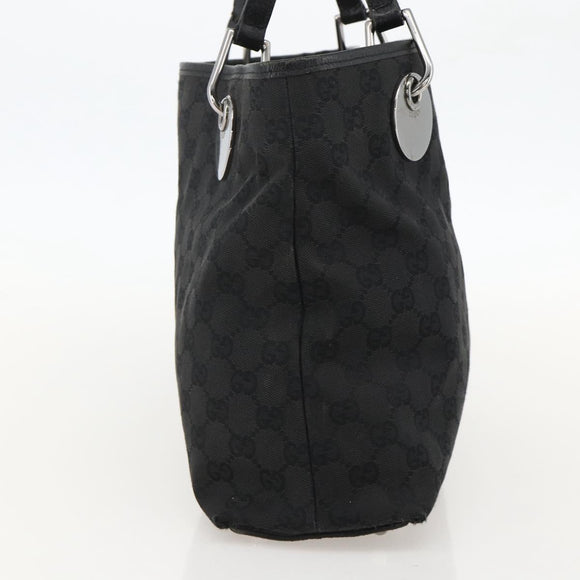 GUCCI GG Canvas Tote Bag Black Silver 120837 Auth 175258