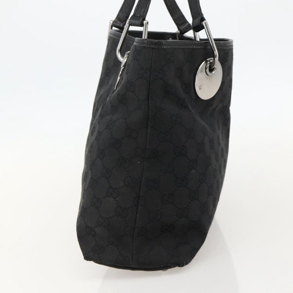 GUCCI GG Canvas Tote Bag Black Silver 120837 Auth 175258