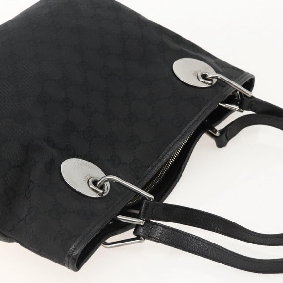 GUCCI GG Canvas Tote Bag Black Silver 120837 Auth 175258