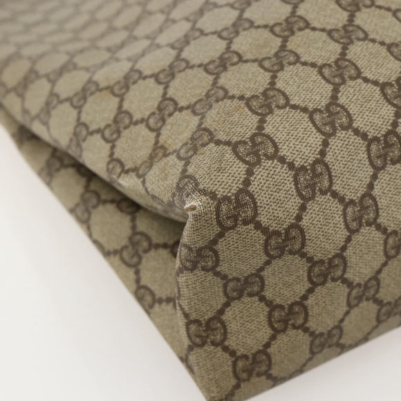 GUCCI GG Supreme Tote Bag PVC Beige Gold Auth 175261