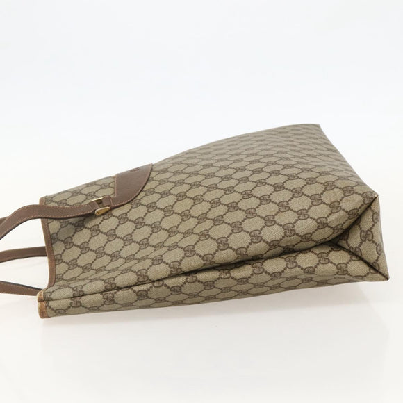 GUCCI GG Supreme Tote Bag PVC Beige Gold Auth 175261