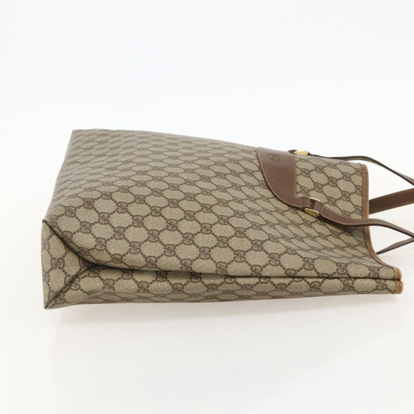 GUCCI GG Supreme Tote Bag PVC Beige Gold Auth 175261