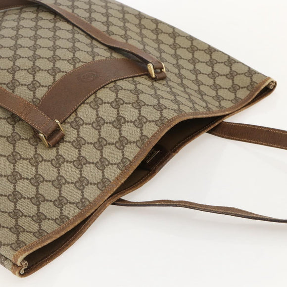 GUCCI GG Supreme Tote Bag PVC Beige Gold Auth 175261