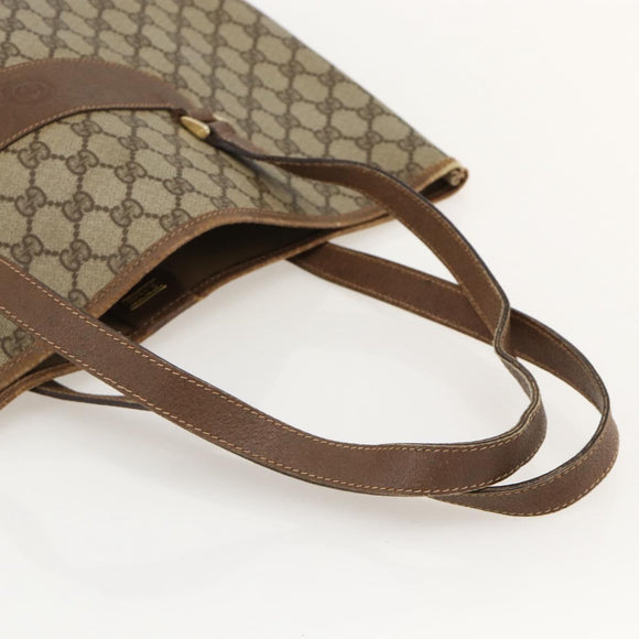 GUCCI GG Supreme Tote Bag PVC Beige Gold Auth 175261