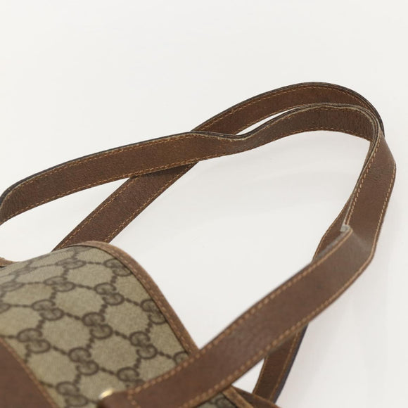 GUCCI GG Supreme Tote Bag PVC Beige Gold Auth 175261