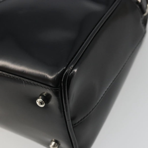 GUCCI Hand Bag Patent leather Black Silver 000 2058 0505 Auth 175262