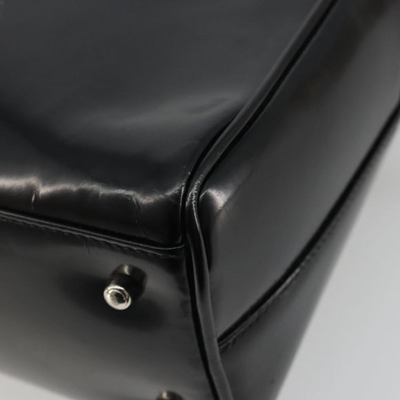 GUCCI Hand Bag Patent leather Black Silver 000 2058 0505 Auth 175262