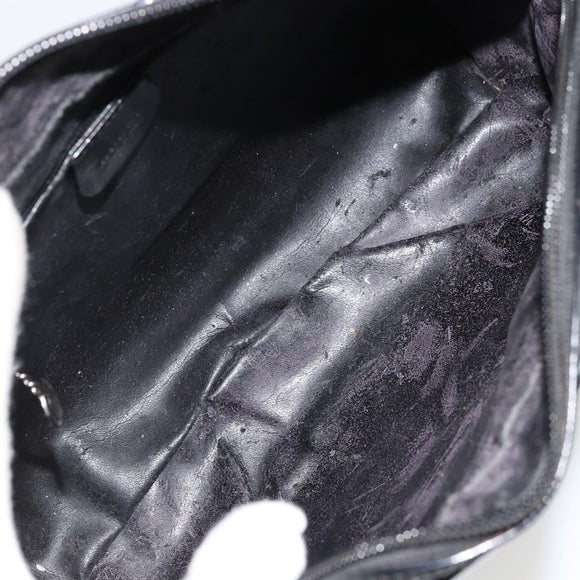 GUCCI Hand Bag Patent leather Black Silver 000 2058 0505 Auth 175262