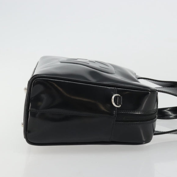 GUCCI Hand Bag Patent leather Black Silver 000 2058 0505 Auth 175262