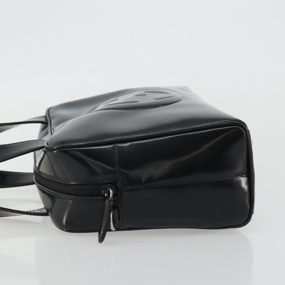 GUCCI Hand Bag Patent leather Black Silver 000 2058 0505 Auth 175262