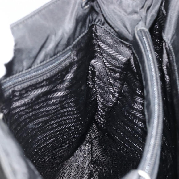 PRADA Plastic Chain Tote Bag Nylon Black Silver Auth 175266