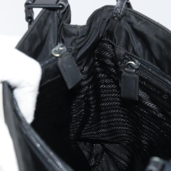 PRADA Plastic Chain Tote Bag Nylon Black Silver Auth 175266