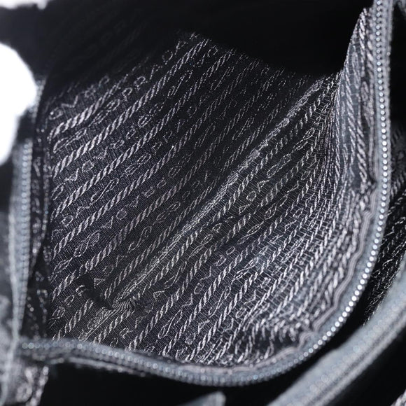 PRADA Plastic Chain Tote Bag Nylon Black Silver Auth 175266