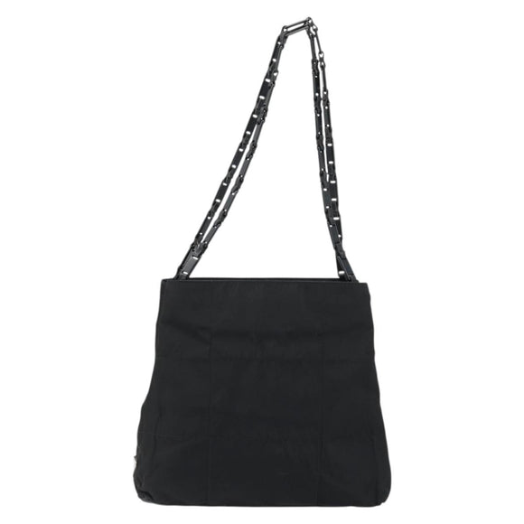 PRADA Plastic Chain Tote Bag Nylon Black Silver Auth 175266