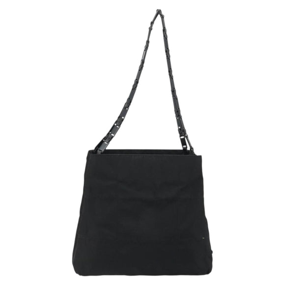 PRADA Plastic Chain Tote Bag Nylon Black Silver Auth 175266
