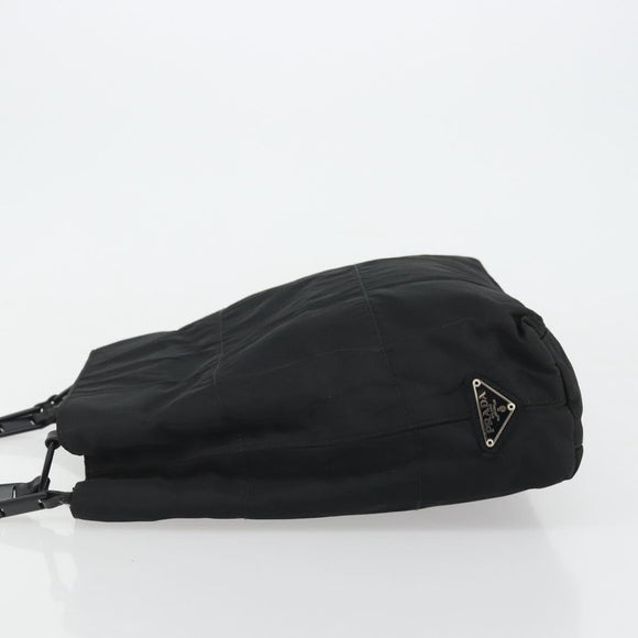 PRADA Plastic Chain Tote Bag Nylon Black Silver Auth 175266