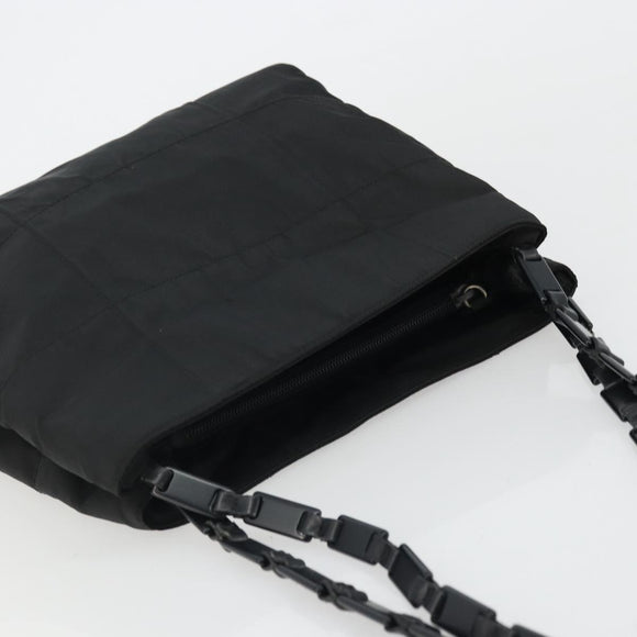 PRADA Plastic Chain Tote Bag Nylon Black Silver Auth 175266