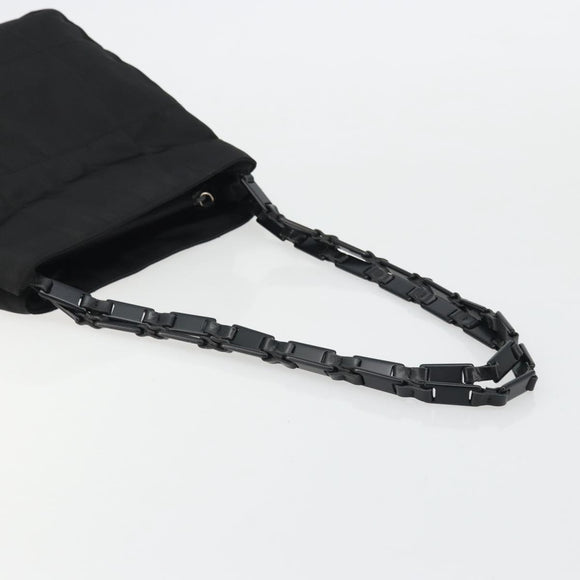 PRADA Plastic Chain Tote Bag Nylon Black Silver Auth 175266