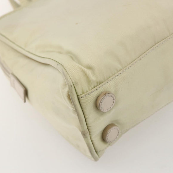 PRADA Hand Bag Nylon Ivory Silver Auth 175267