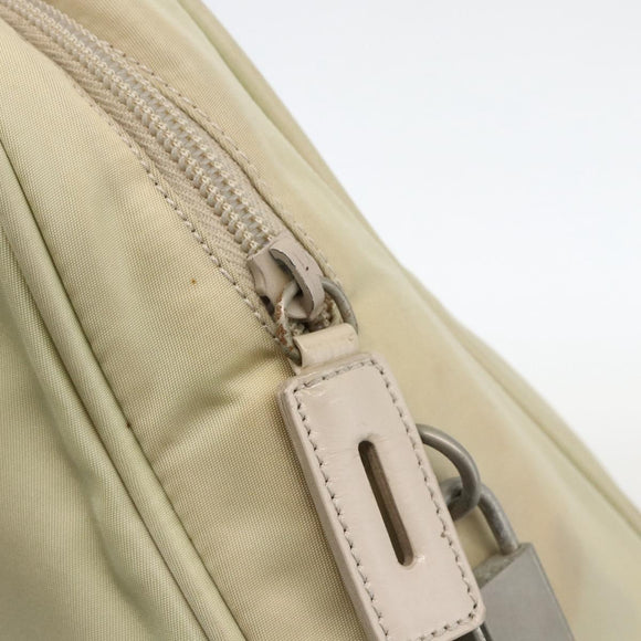 PRADA Hand Bag Nylon Ivory Silver Auth 175267