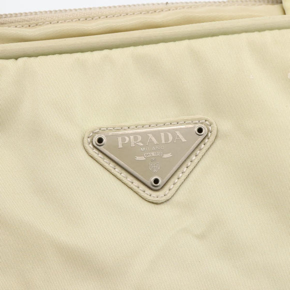 PRADA Hand Bag Nylon Ivory Silver Auth 175267
