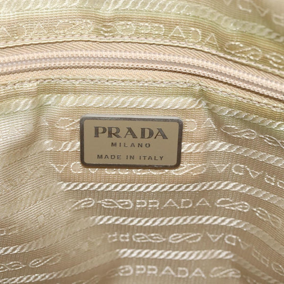 PRADA Hand Bag Nylon Ivory Silver Auth 175267