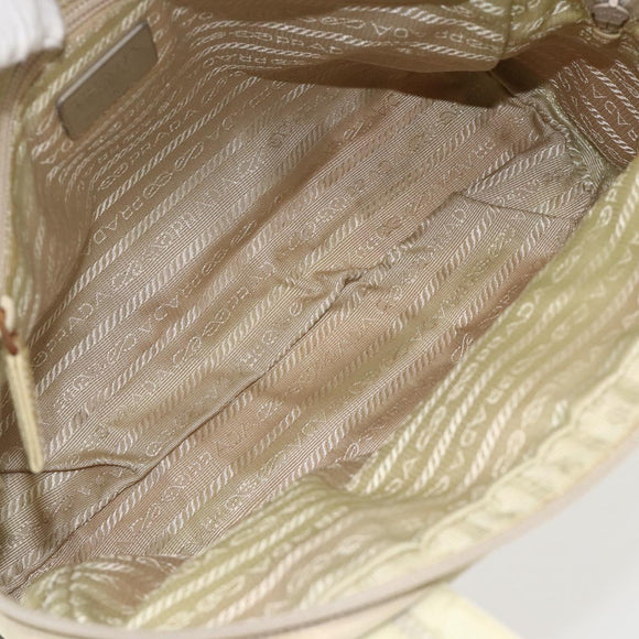 PRADA Hand Bag Nylon Ivory Silver Auth 175267