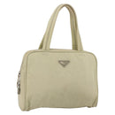 PRADA Hand Bag Nylon Ivory Silver Auth 175267-1