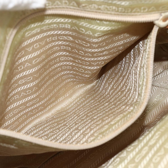 PRADA Hand Bag Nylon Ivory Silver Auth 175267