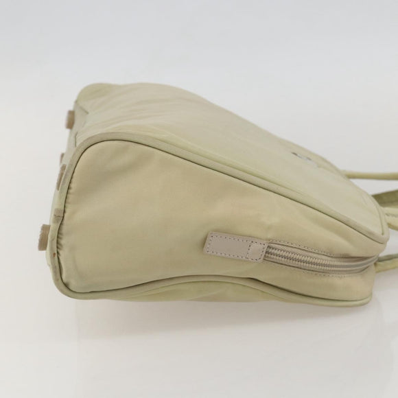 PRADA Hand Bag Nylon Ivory Silver Auth 175267