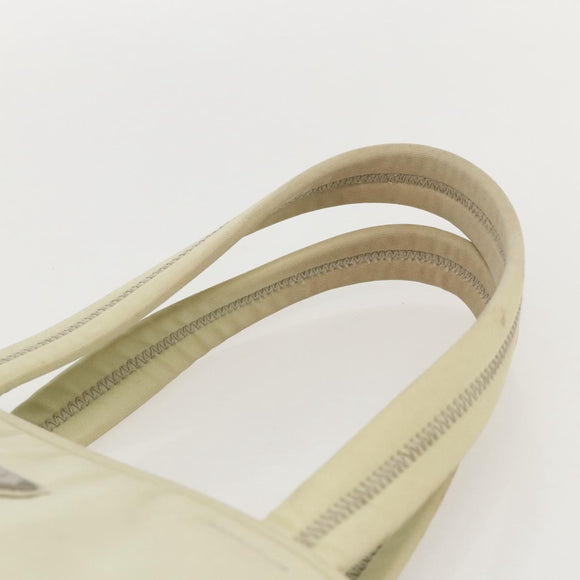 PRADA Hand Bag Nylon Ivory Silver Auth 175267