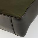 PRADA Hand Bag Nylon Khaki Silver Auth 175268-14