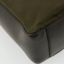 PRADA Hand Bag Nylon Khaki Silver Auth 175268-9