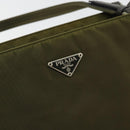 PRADA Hand Bag Nylon Khaki Silver Auth 175268-17