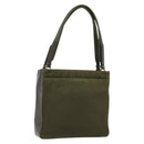 PRADA Hand Bag Nylon Khaki Silver Auth 175268-1