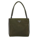 PRADA Hand Bag Nylon Khaki Silver Auth 175268-2