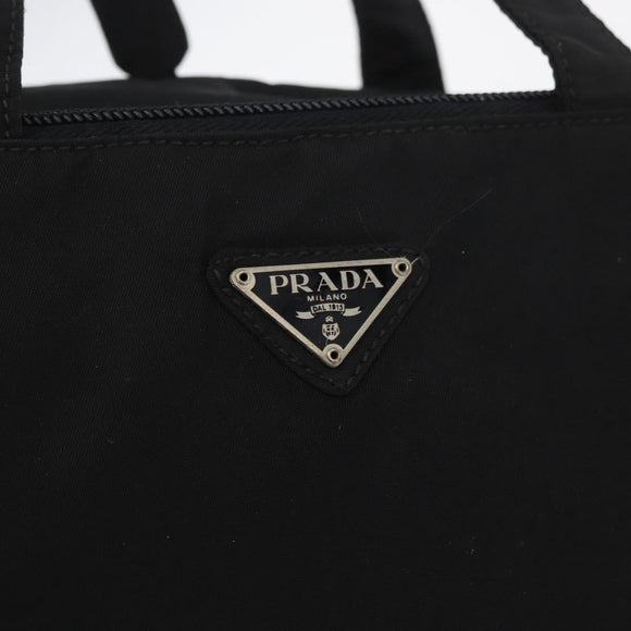 PRADA Hand Bag Nylon Black Silver Auth 175269
