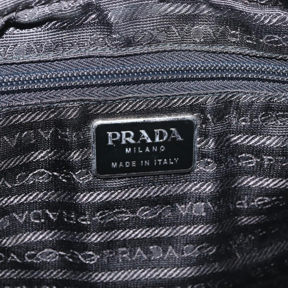 PRADA Hand Bag Nylon Black Silver Auth 175269