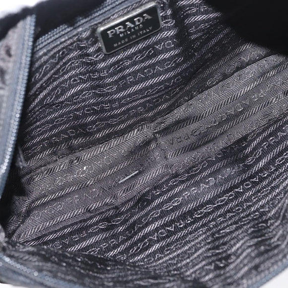 PRADA Hand Bag Nylon Black Silver Auth 175269