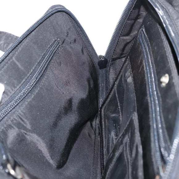 PRADA Hand Bag Nylon Black Silver Auth 175269