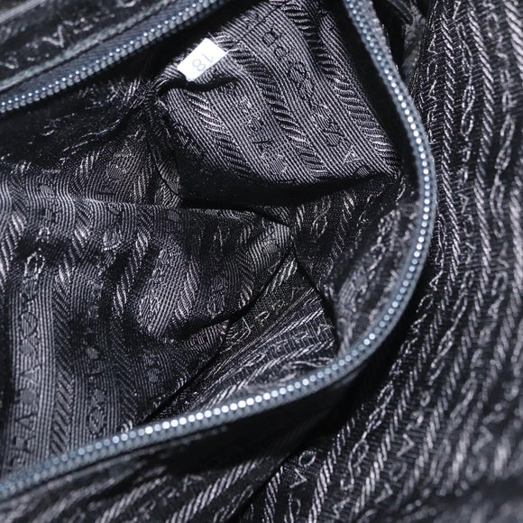 PRADA Hand Bag Nylon Black Silver Auth 175269